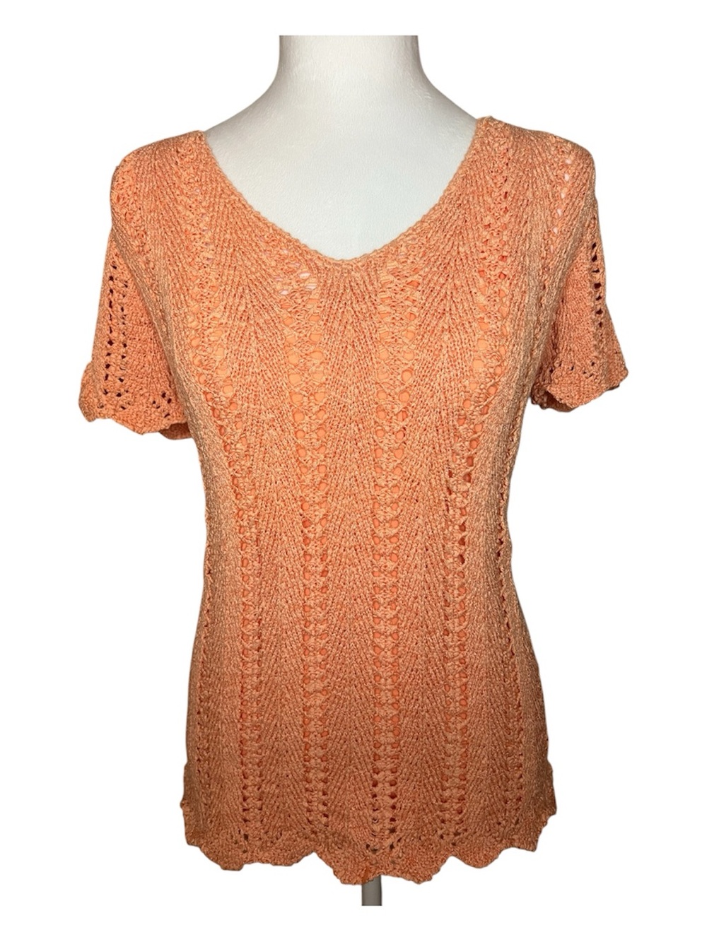 Denver Hayes Coral Open-Knit Layered Tank